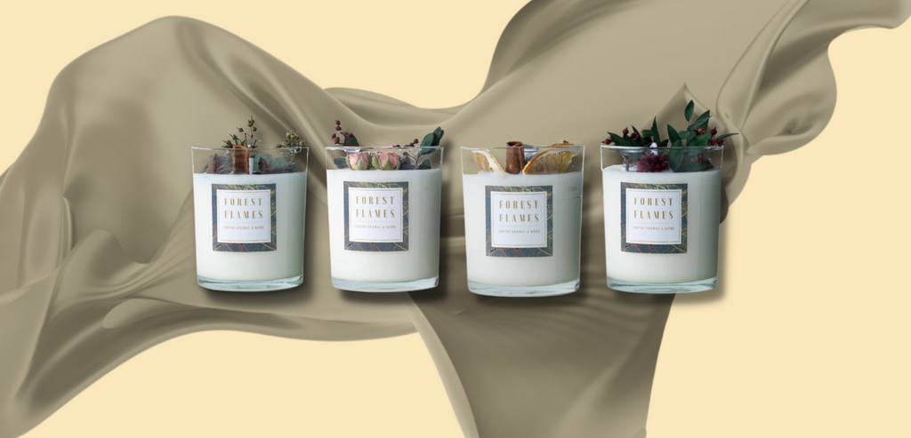 Soy wax based candles made to smell and look like different Seasons