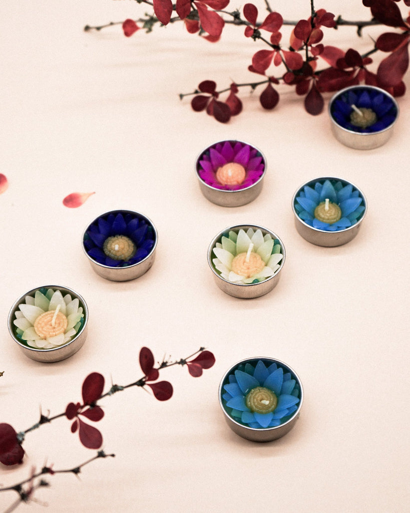 Tea Light Candles: Assorted water lilies (x6)