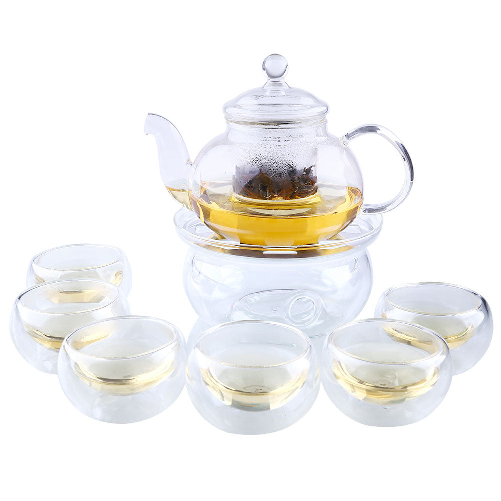 Glass tea set x6