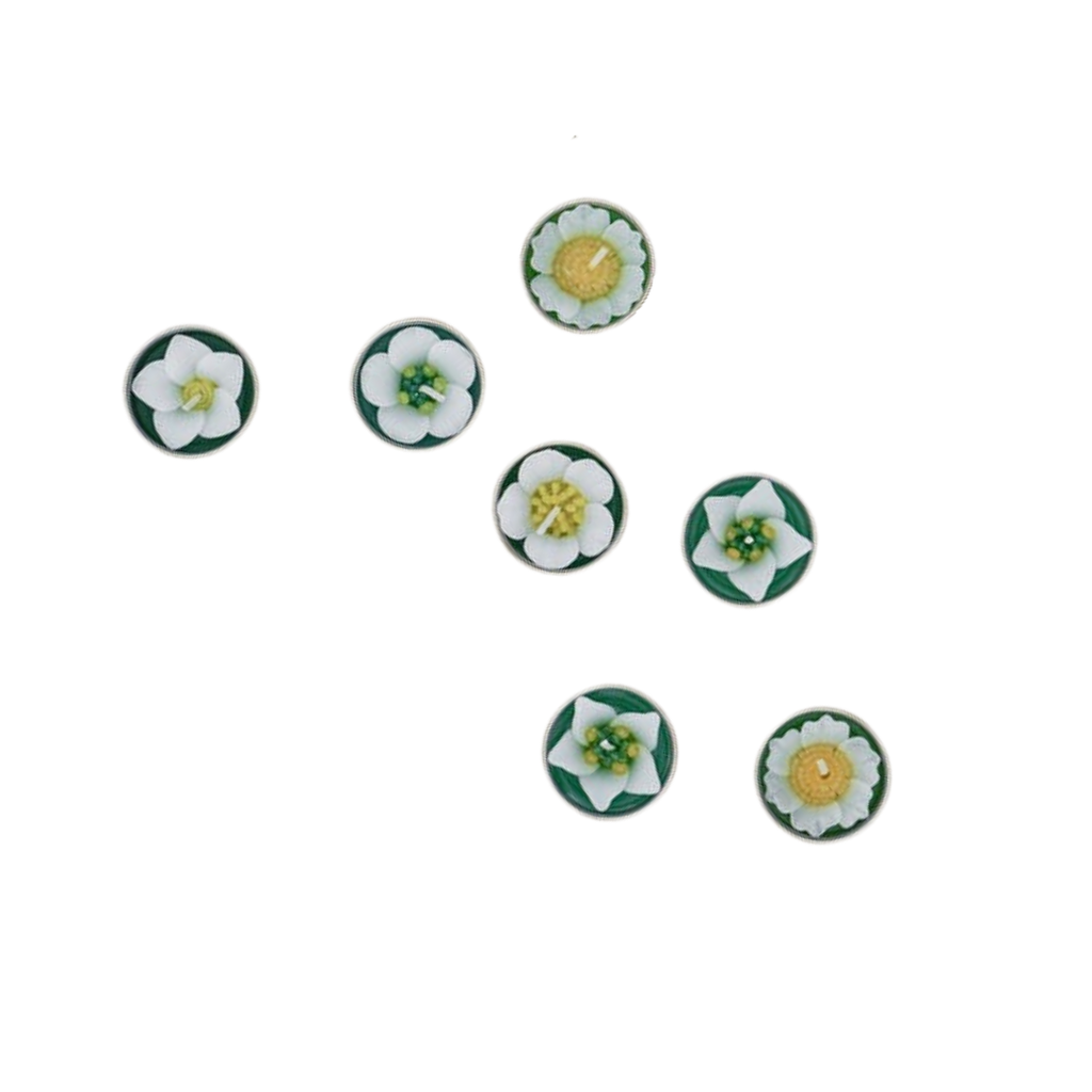 Tea Light Candles: Assorted white flowers (x6)
