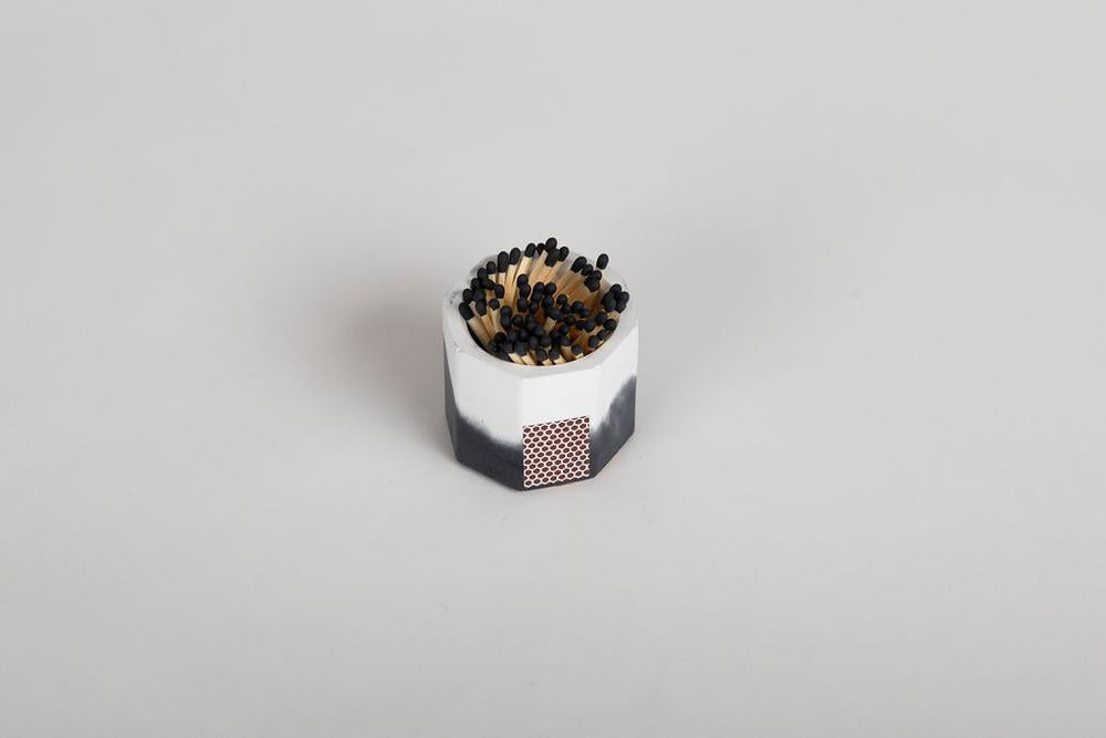 Concrete Match Holder with matches: Black and White
